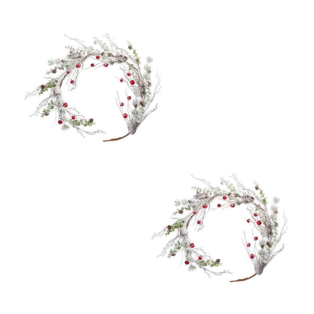 Snow Pine Garland w/Sleigh Bells (Set of 2)   White   66.5\