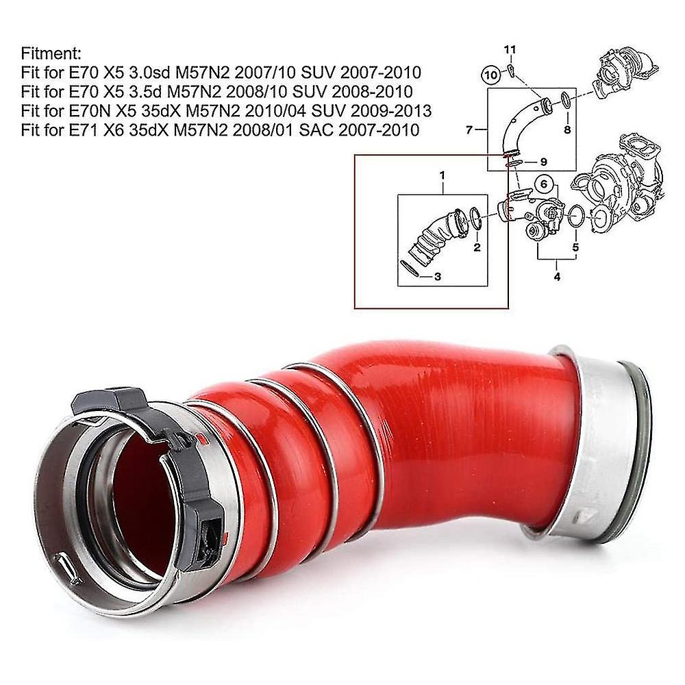 Car Engine Turbo Intercooler Pipe， For- X5 E70 X6 E71 M57n2 Engine Turbo Hose 11617799873