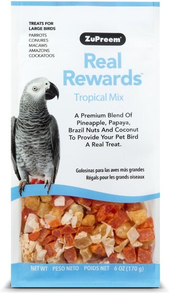 ZuPreem Real Rewards Tropical Mix Parrot and Conure Bird Treats， 6-oz bag