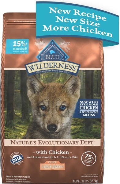 Blue Buffalo Wilderness Large Breed Chicken Puppy Dry Dog Food， 28-lb bag