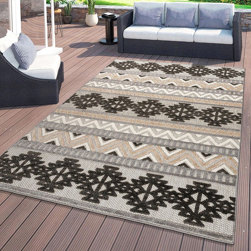 World Rug Gallery Contemporary Geometric Bohemian Indoor Outdoor Rug