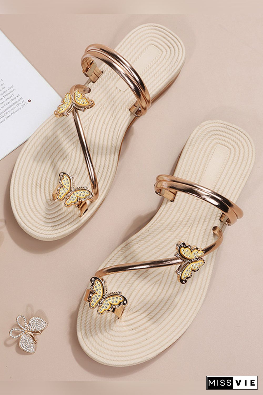 Butterfly Toe Ring Straps Flat Sandals