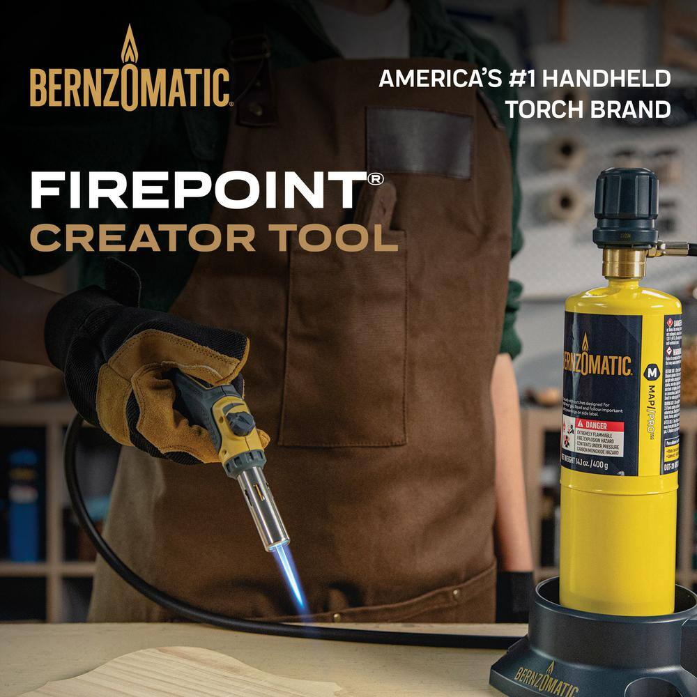 Bernzomatic FirePoint Creator Torch for Map-Pro and Propane Fuel with 41 in. Flexible Extended Hose and Fuel Cylinder Stand BZ8360T