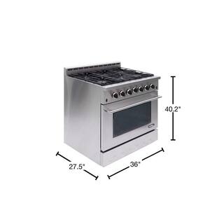 NXR Entree Bundle 36 in. 5.5 cu. ft. Pro-Style Gas Range with Convection Oven and Range Hood in Stainless Steel and Black NK3611EHBD