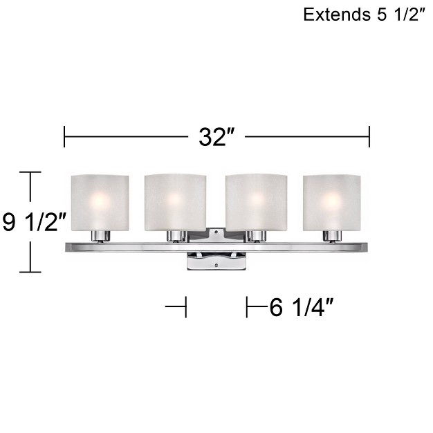 Wide 4 light Fixture White Linen Glass For Bathroom Vanity