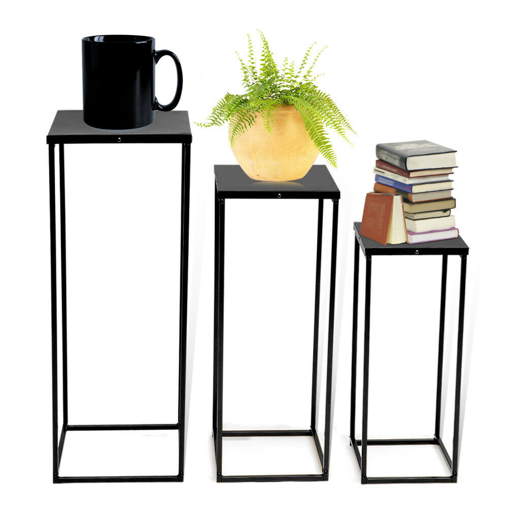 Miumaeov 3Pcs Metal Stand Balcony Patio Flower Pot Bonsai Book Storage Rack