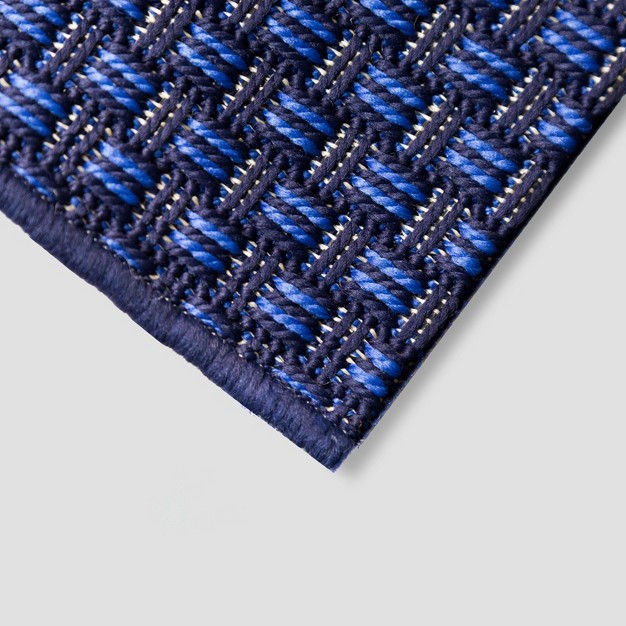 Basketweave Outdoor Rug Navy