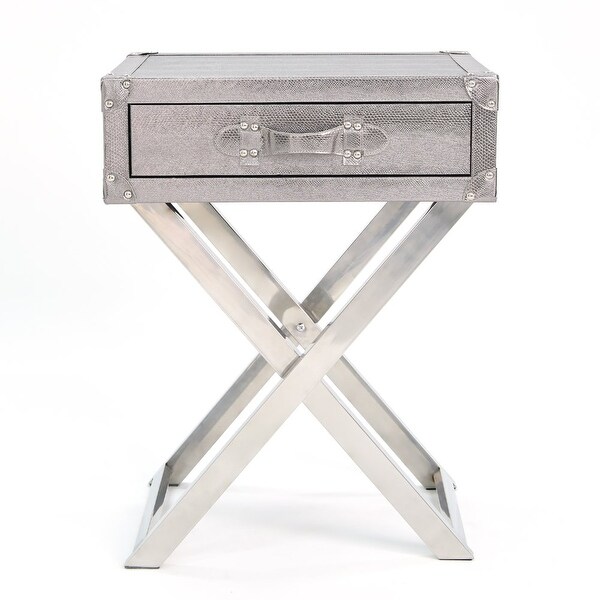 Direct Silver Lizard Leather Side Table