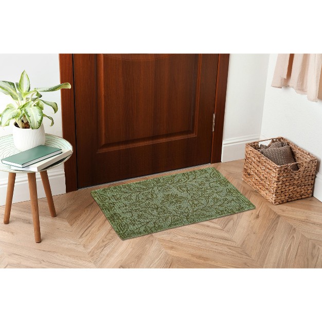 Honeysuckle Bee Rectangle Indoor And Outdoor Coir Door Welcome Mat Green