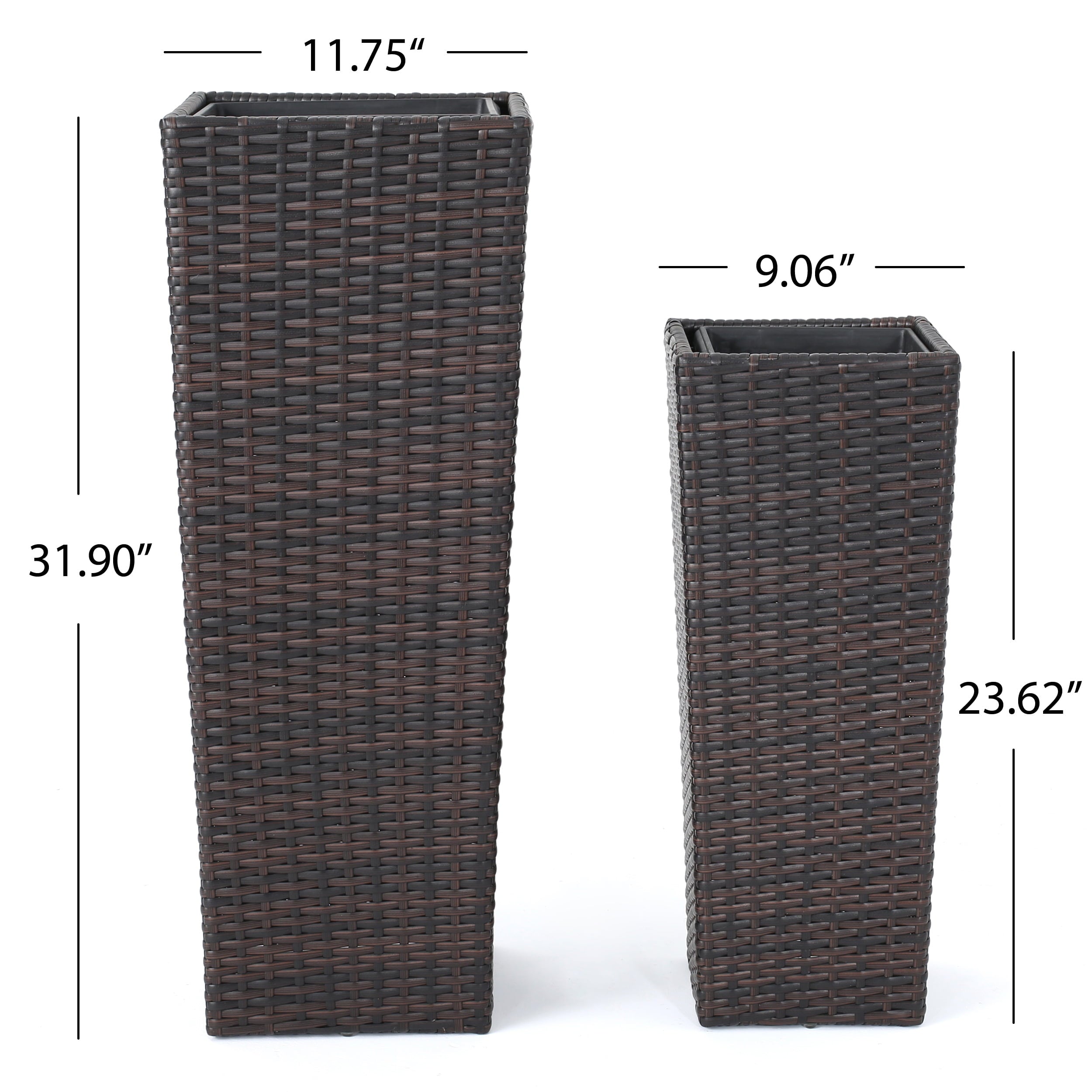 Eden Outdoor Wicker Flower Pots, Set of 2, Multibrown