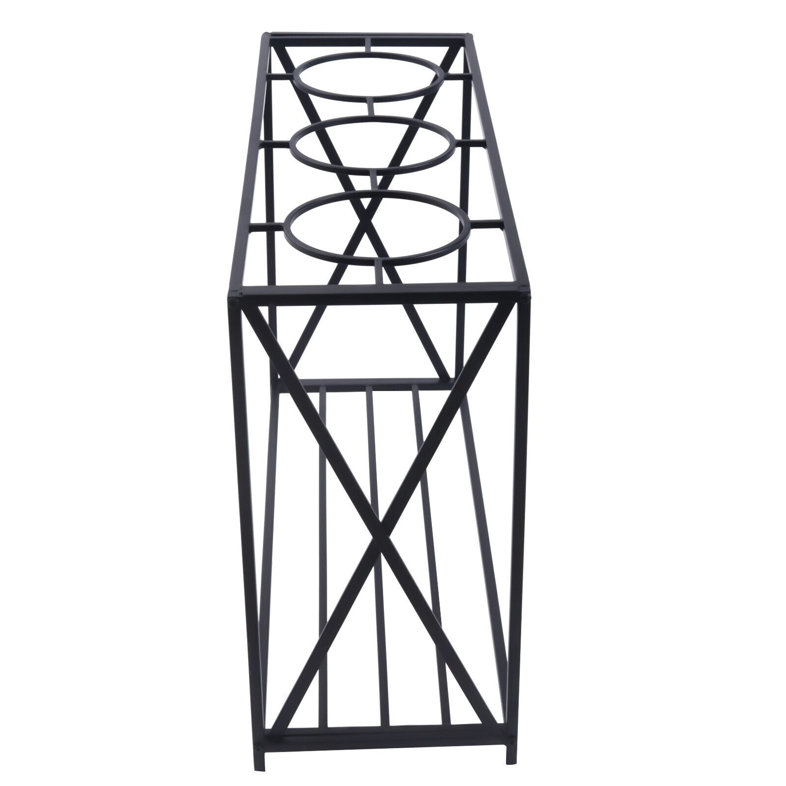 2 Tier Metal Flower Pot Stand Indoor Outdoor Plant Display Storage Rack Black