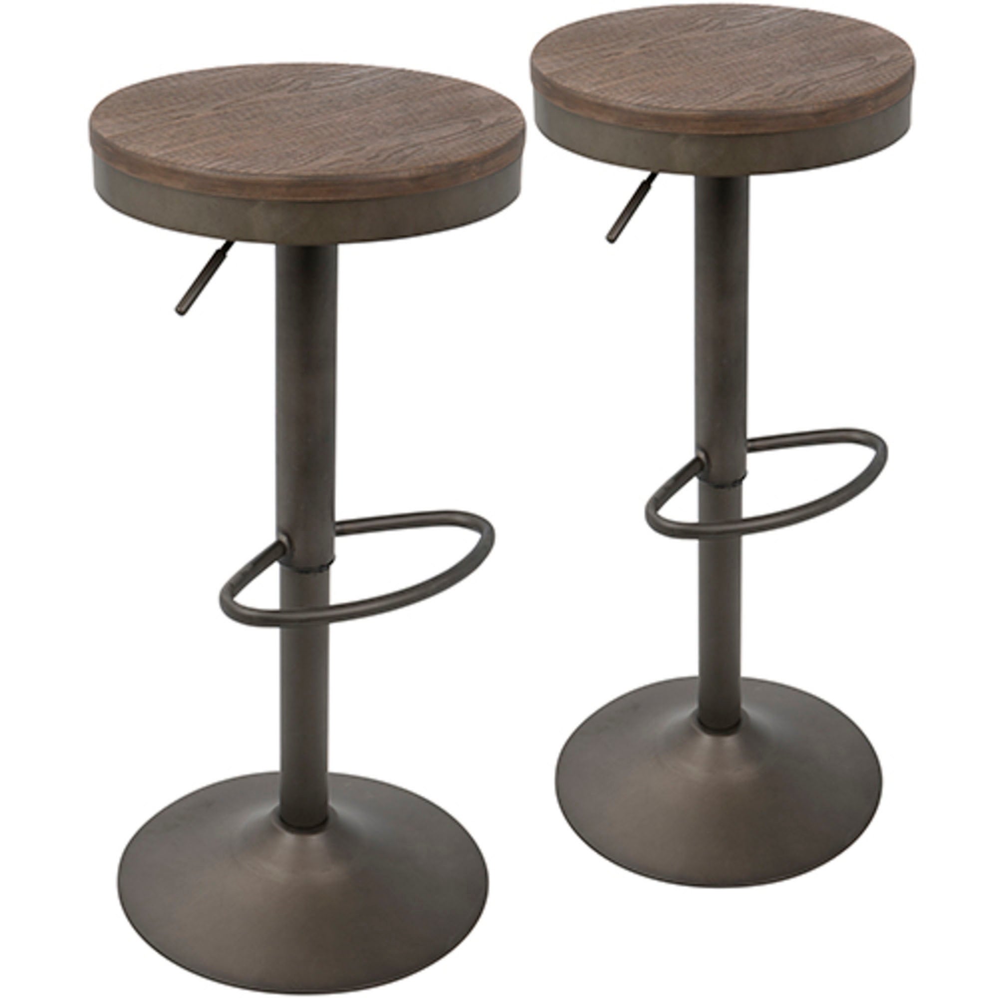 Lumisource Dakota Industrial Barstool in Antique and Brown - Set of 2 - 15