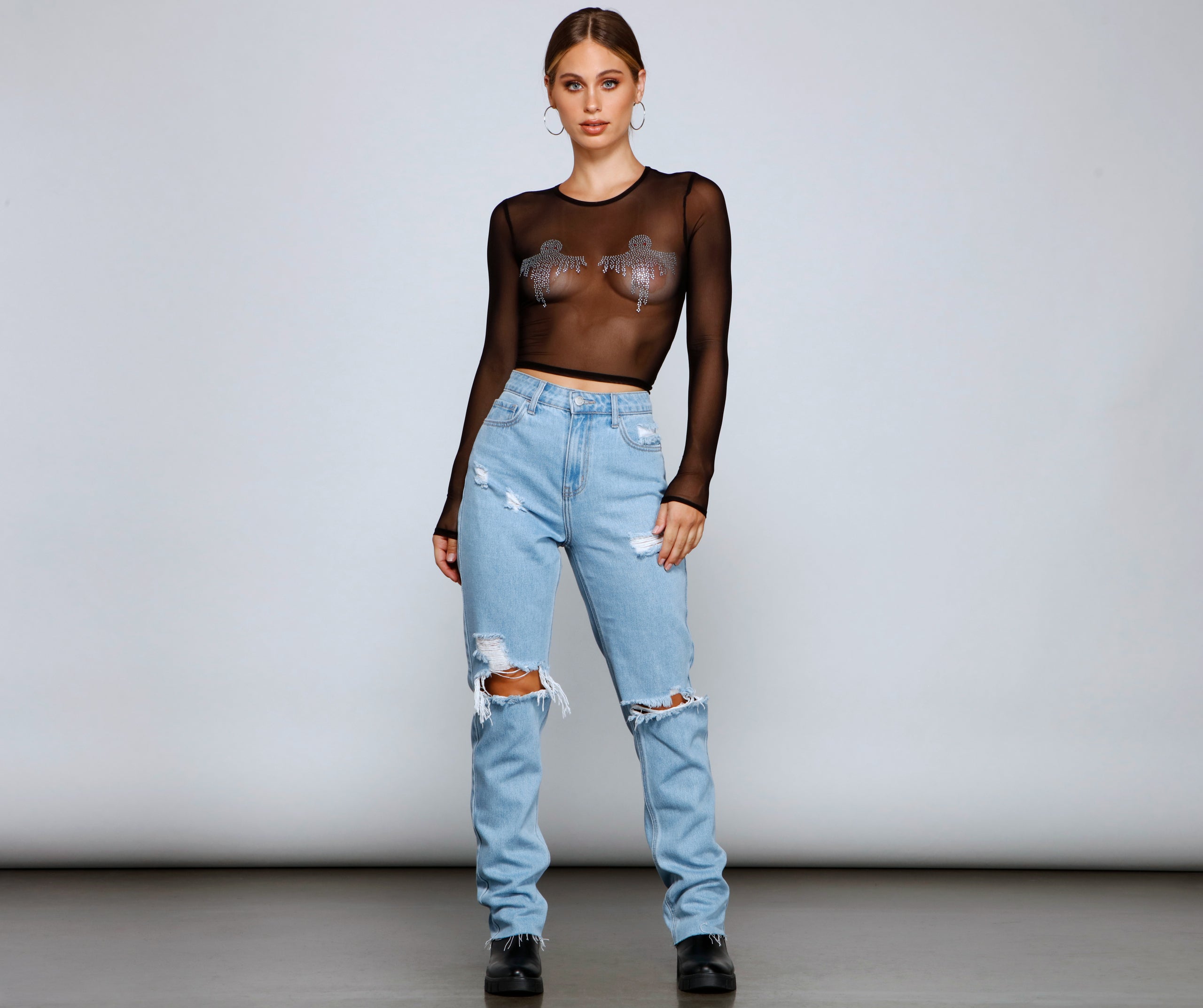 Haunted Hottie Ghost Mesh Top