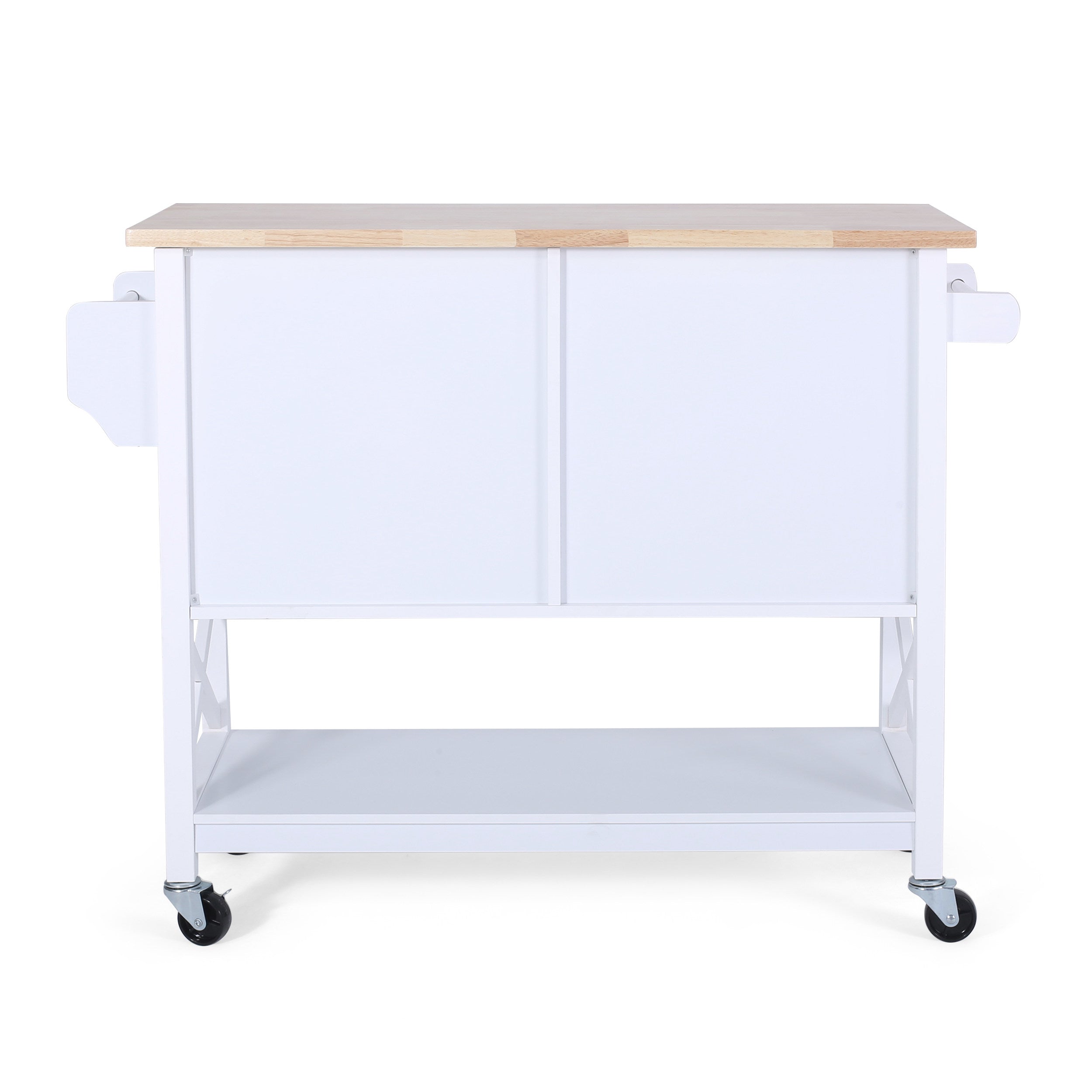 Noble House Finzer Wood Kitchen Cart， White， Natural