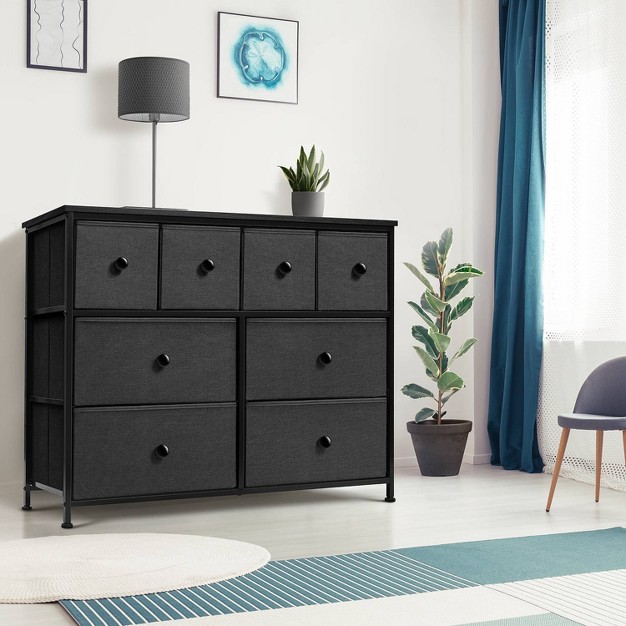 Sorbus Drawer Fabric Dresser For Bedroom Home And Office Black