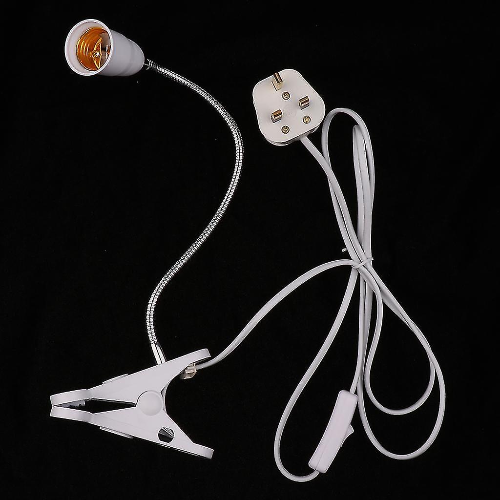 2pcs E27 29cm Flexible Clip Switch Led Lamp Holder Socket Power Cable Ac 12v-265v Uk Plug