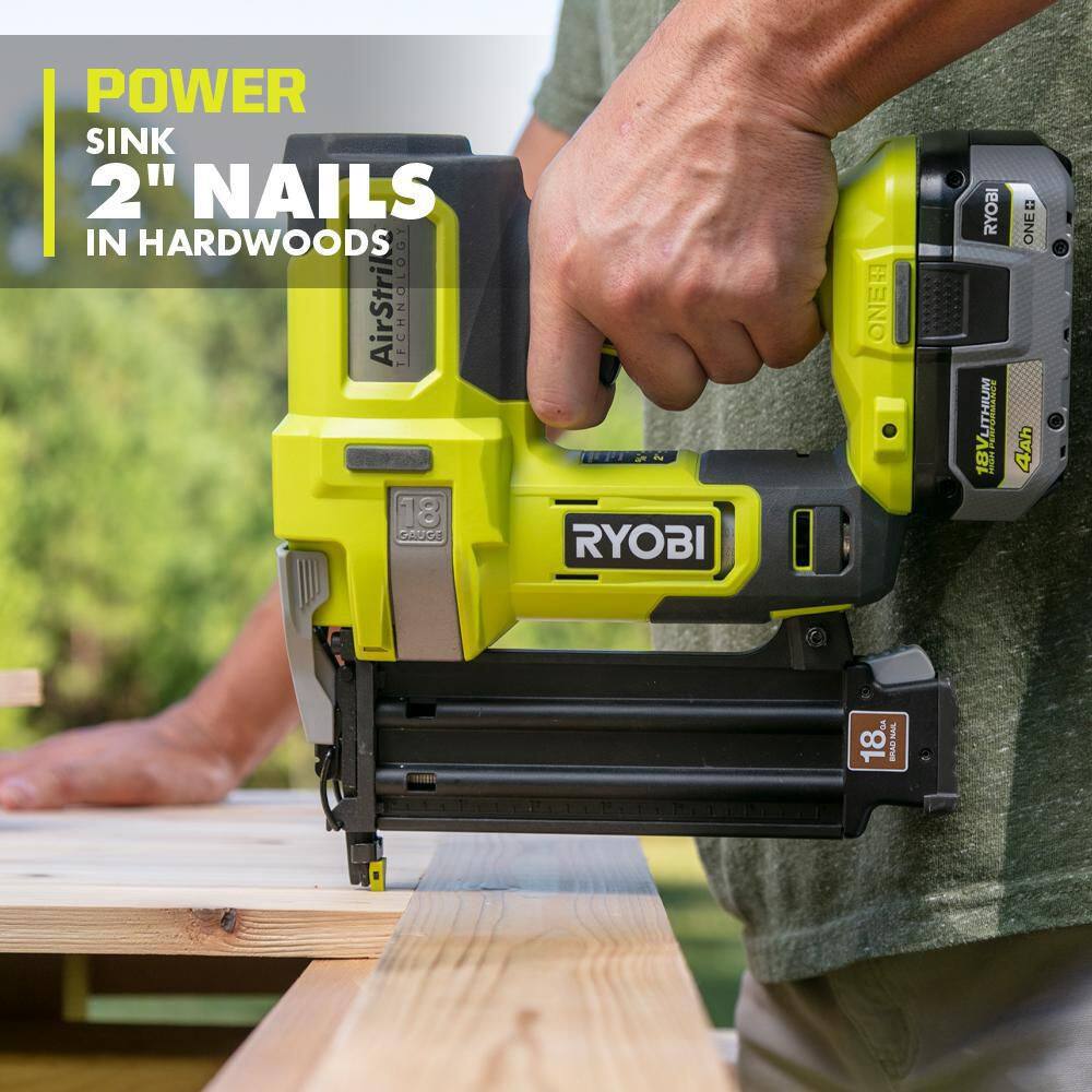 RYOBI ONE+ 18V 18-Gauge Cordless AirStrike Brad Nailer (Tool Only) P321