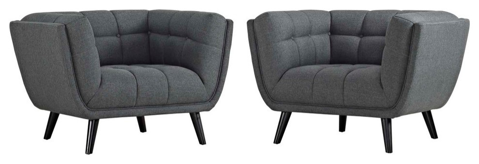 Bestow 2 Piece Upholstered Fabric Armchair Set   Traditional   Armchairs And Accent Chairs   by Uber Bazaar  Houzz