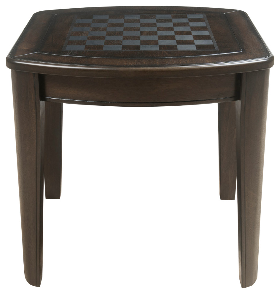 Diletta Dark Walnut Wood Game End Table with Chessboard   Transitional   Side Tables And End Tables   by Steve Silver  Houzz