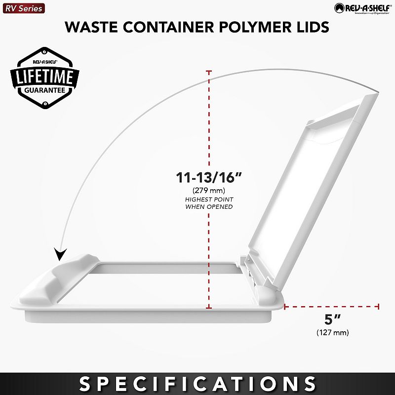 Rev-A-Shelf 50 Qt Trash Can Replacement Lid， White (Lid Only) RV-50-LID-1