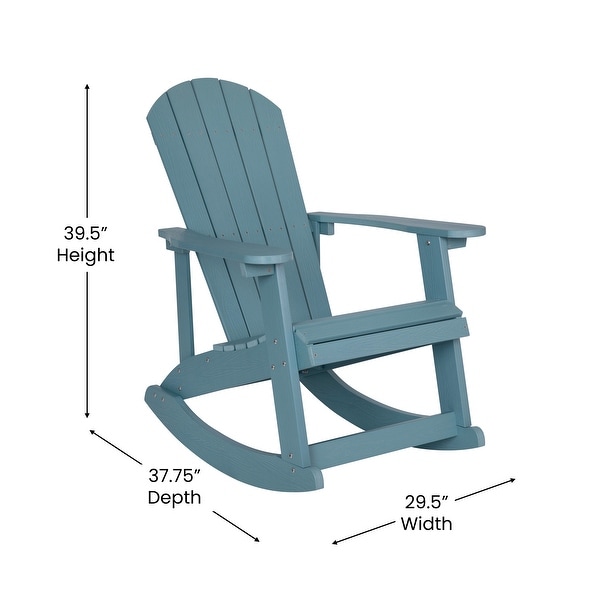 Set of 2 Poly Resin Adirondack Rocking Chairs with 1 Side Table