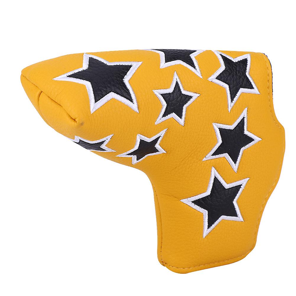 L Shape Pu Leather Star Embroidery Semicircular Waterproof Thicken Plush Golf Putter Head Cover Club Headcovers Accessoryyellow