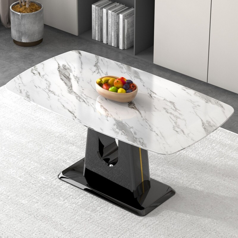 Modern imitation marble tabletop Dining table with MDF U shaped legs