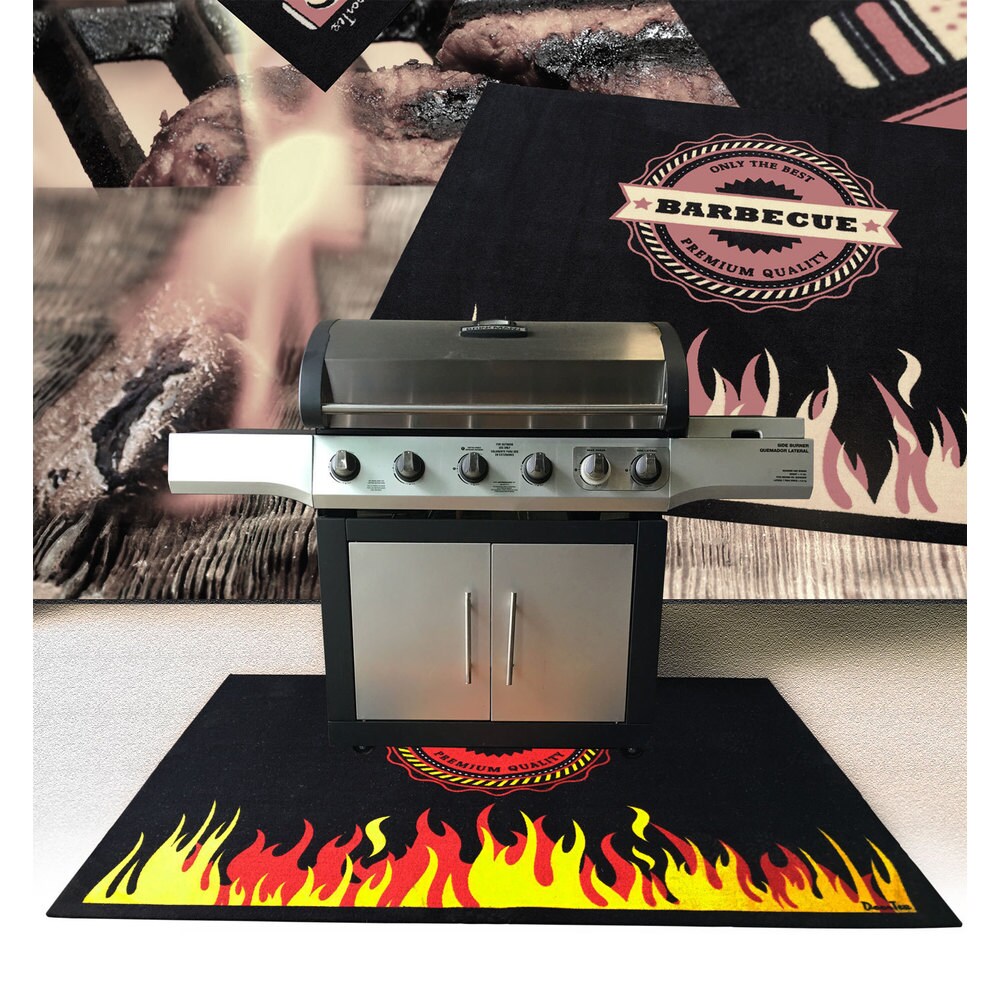 Doortex  BBQ Mat  Under Grill Mat  Fire Retardant and Flame Resistant Mat with Flame Design  Size 39\