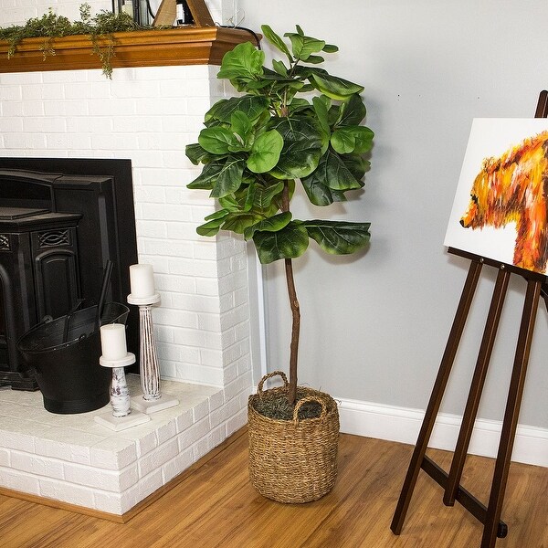 5foot Artificial Fig Tree in Handled Basket