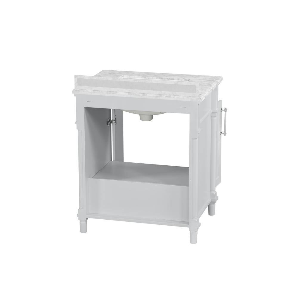 Home Decorators Collection Aberdeen 30 in. W x 22 in. D x 34.5 in. H Bath Vanity in Dove Gray with White Carrara Marble Top Aberdeen 30G