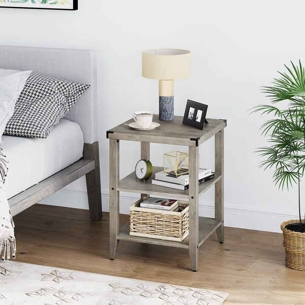 Square Side Table with Storage Shelf