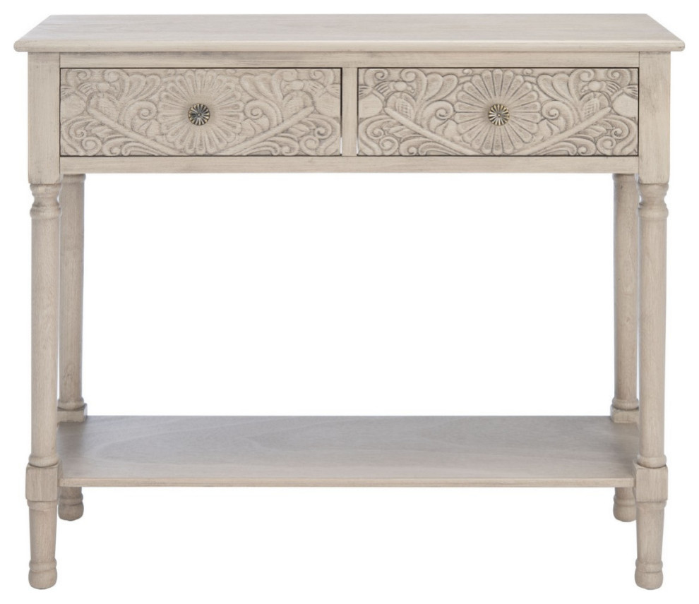 Sutton 2 Drawer Console Greige   French Country   Console Tables   by AED Luxury Home Decor  Houzz