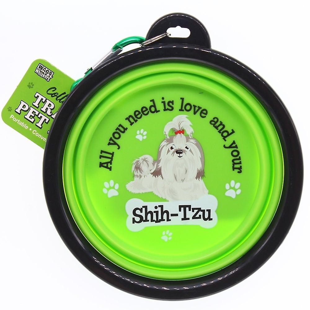 Wags and Whiskers Travel Pet Bowl - Shih- Tzu