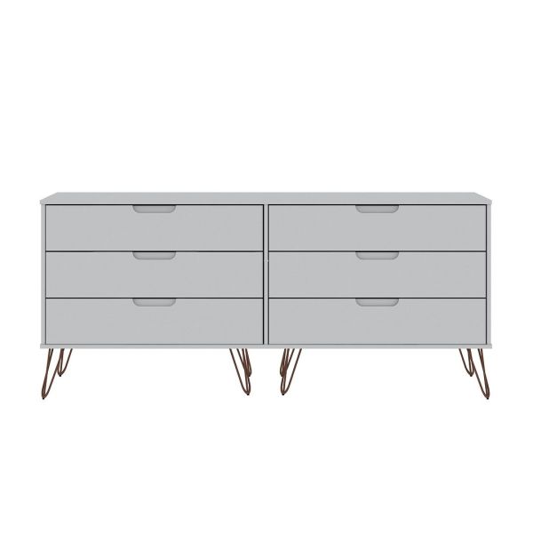 Rockefeller 6-Drawer Double Low Dresser in White