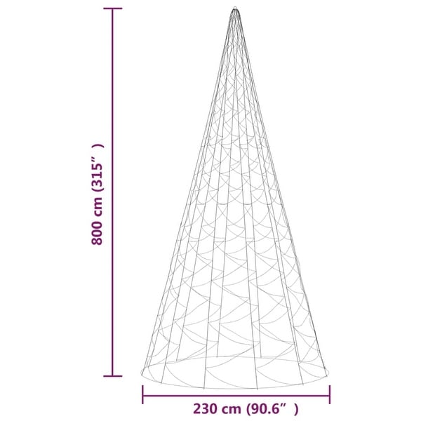 vidaXL Christmas Tree on Flagpole Warm White 500/732/1134/1400/3000 LEDs 10/16/26 ft