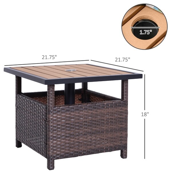 Outsunny 22'' Rattan Wicker Side Table