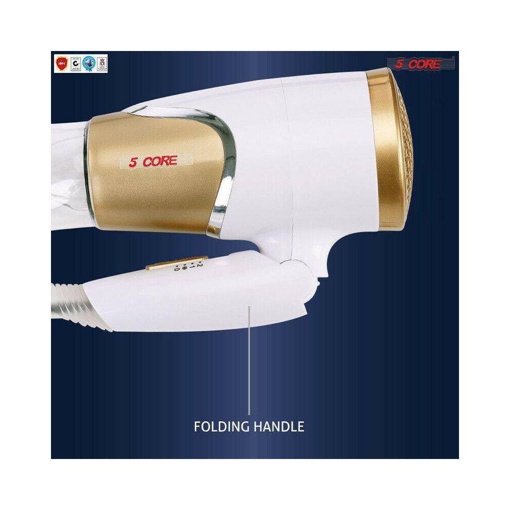 Aoibox 1875-Watt Lightweight Conditioner Home Hairdryer and Travel Hair Dryer Negative Ion Hair Dryer in White and Gold HDDB880