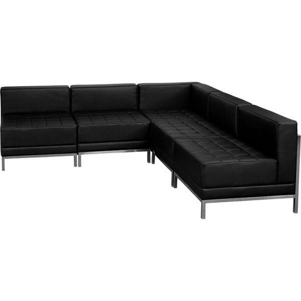 HERCULES Imagination Series Black LeatherSoft Sectional Configuration， 5 Pieces