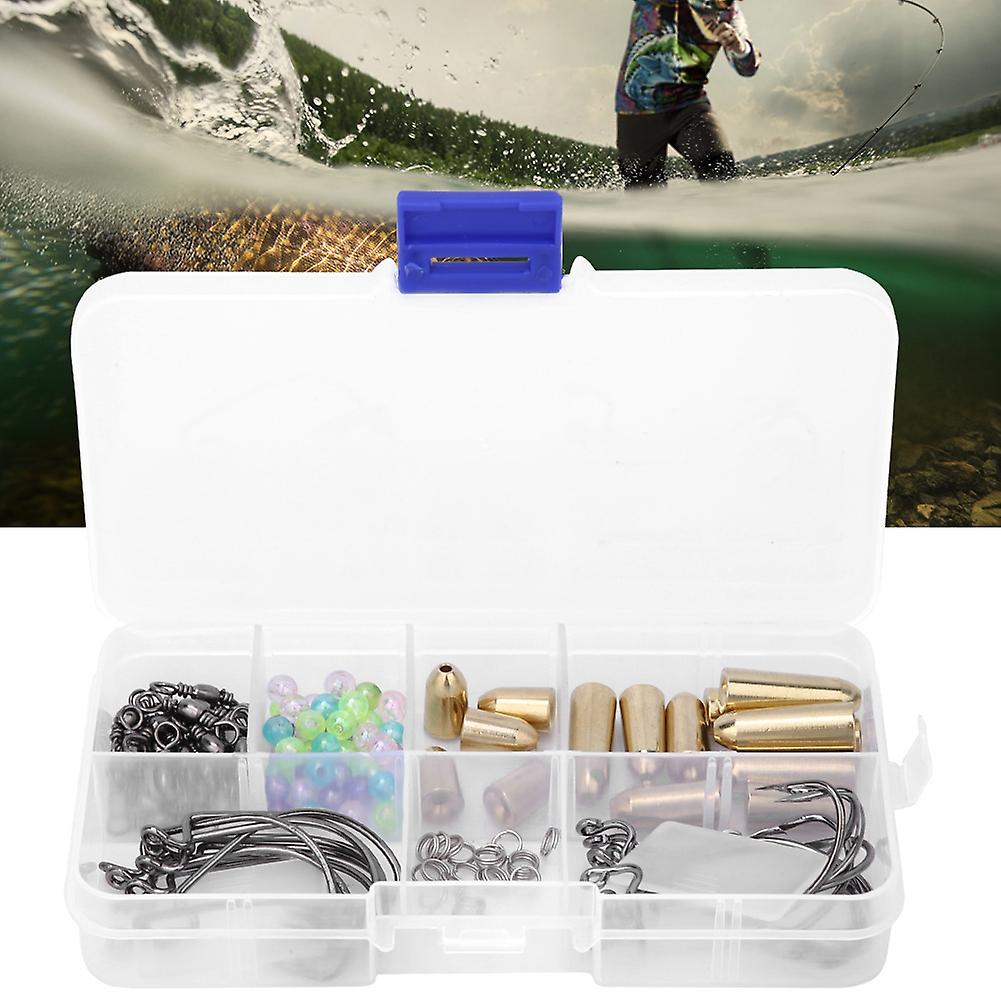 115 Pcs Copper Color Fishing Sinkers 8 Shaped Ring Beads Hooks Double Rings Fish Tackle Accessories Kit