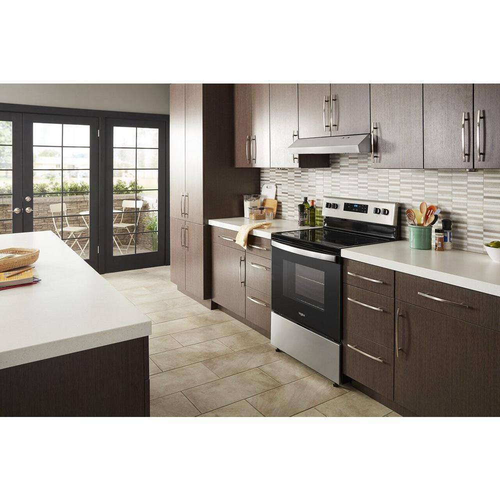 Whirlpool 30 in. 5.3 cu. ft. 4-Burner Electric Range in Stainless Steel with Storage Drawer WFE320M0JS