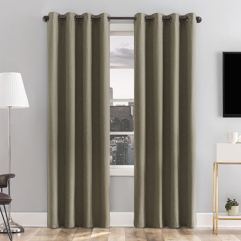 Sun Zero Tresello 100% Blackout Tonal Textured Draft Shield Fleece Insulated Grommet Window Curtain