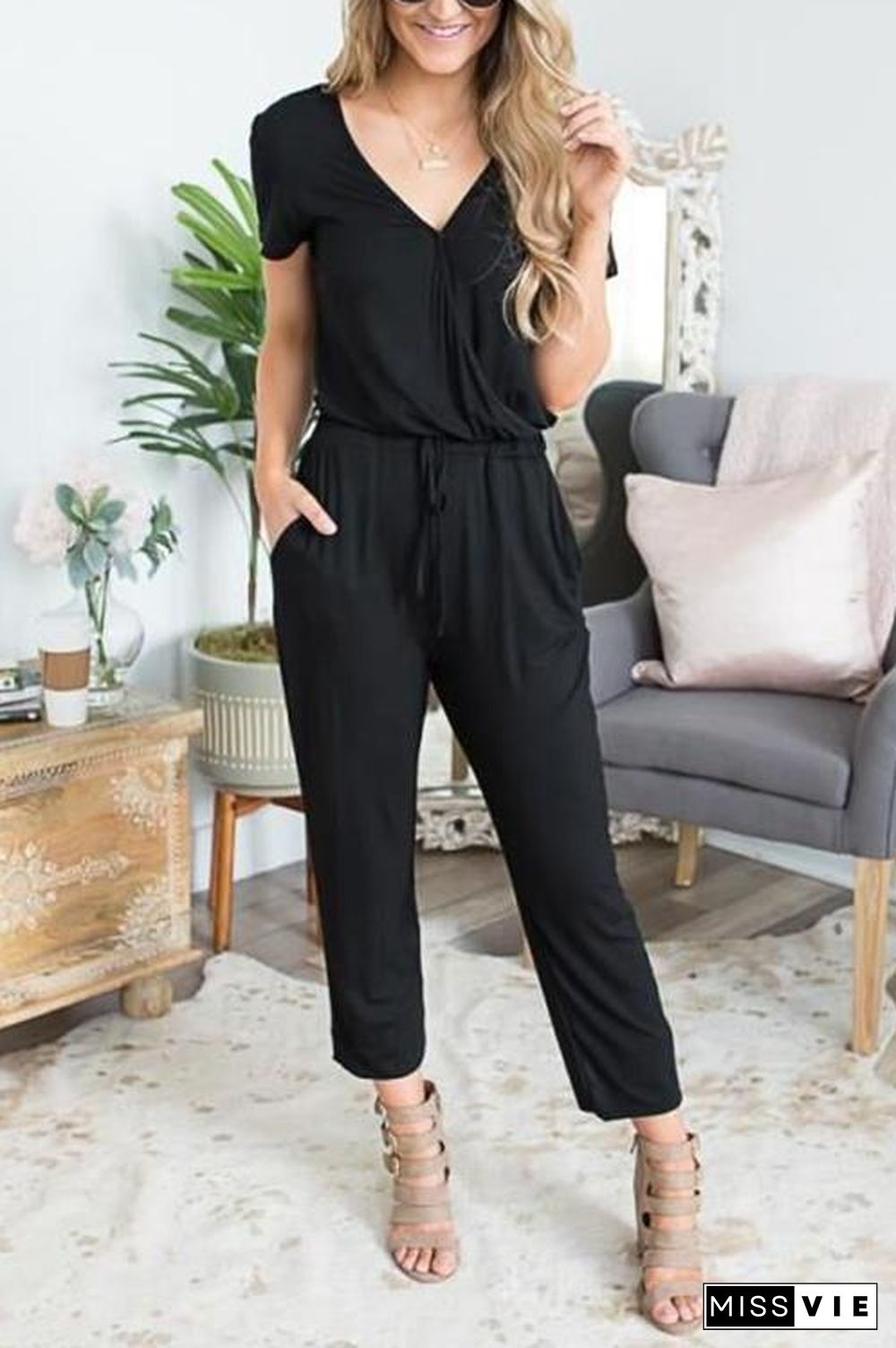 New Deep V Cross Jumpsuit