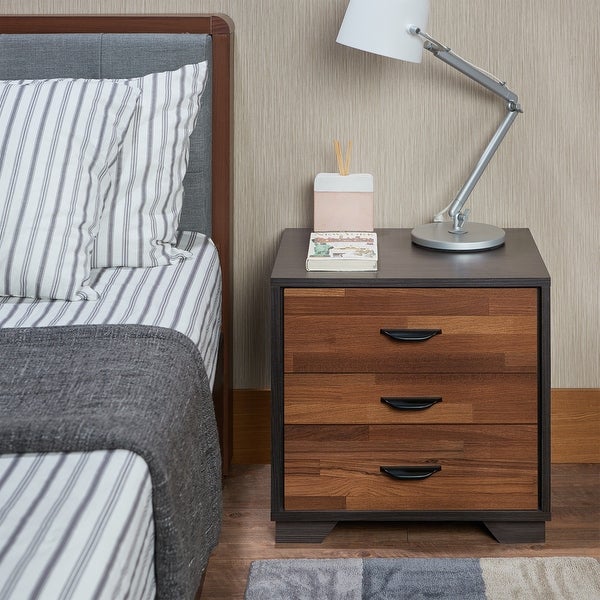 ACME Eloy Nightstand with 3 Drawers in Walnut and Espresso - - 21895280