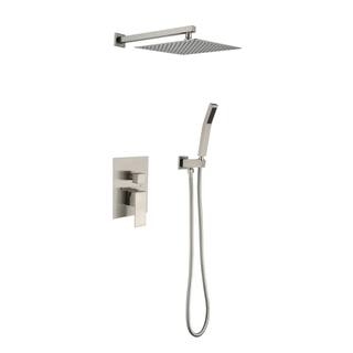 Lukvuzo High Pressure 12 in. Shower Head Brass Wall Bar Shower Kit with Hand Shower in Brushed Nickel HDSA11FS022