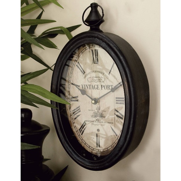 Set Of 2 Metal Pocket Watch Style Wall Clocks Black Olivia amp May