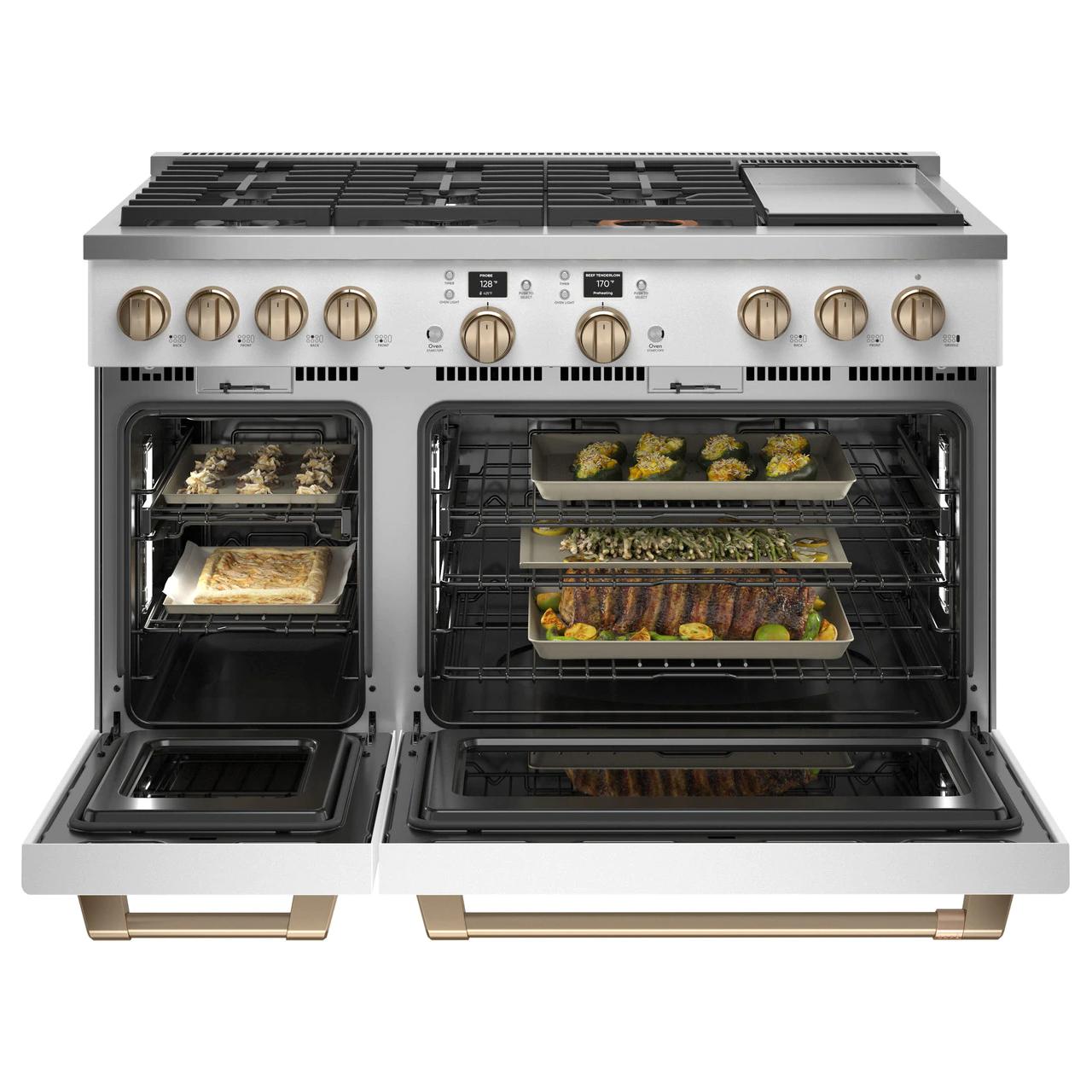 Caf¨¦ 48-inch Freestanding Dual-Fuel Range with 6 Burners and Griddle C2Y486P4TW2