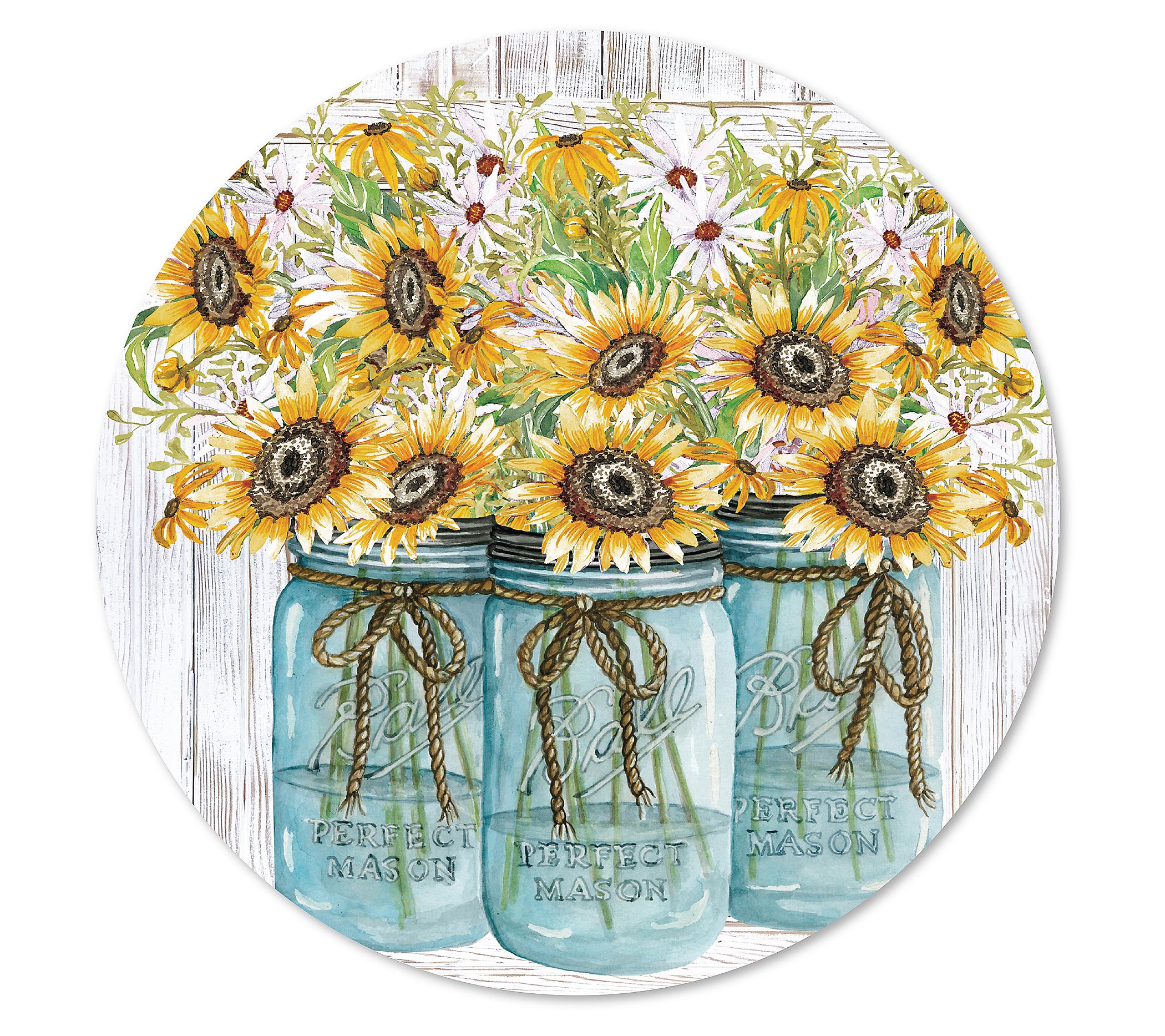 Courtside Market Beautiful sunflowers 12x12 Circular Wood