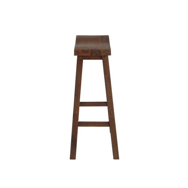 Saddle Design Wooden Barstool with Grain Details， Brown