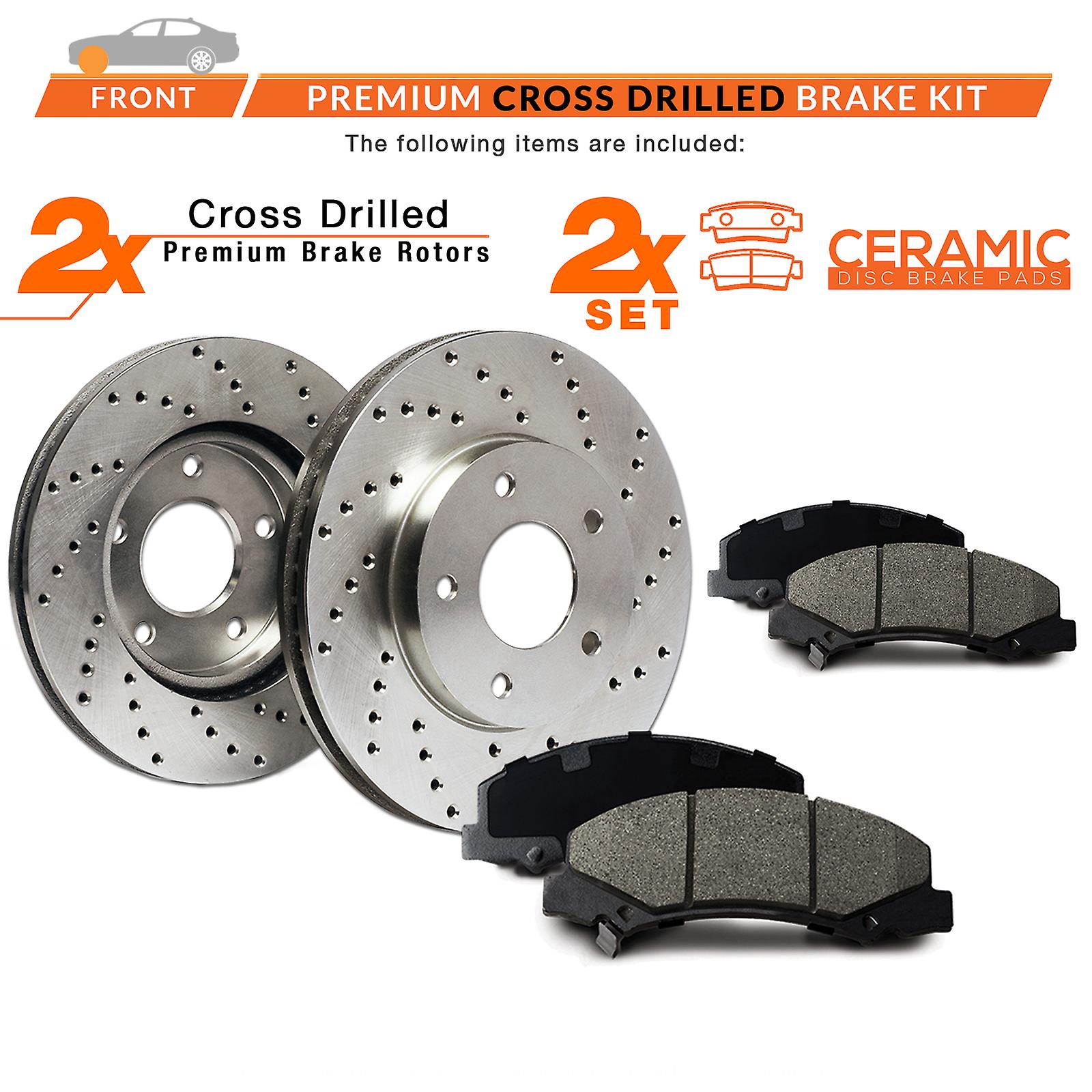 [Front] Rotors w/Ceramic Pads Drilled Brakes 2011 - 2013 Explorer Flex Taurus