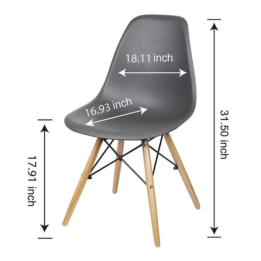 Armless plastic Side Dining Chair with Wood Legs Set of 2